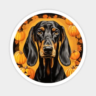 Black and Tan Coonhound Dog Halloween Magnet